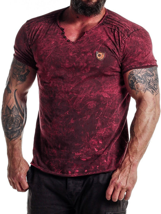 Wine Red Vintage Distressed T-shirt