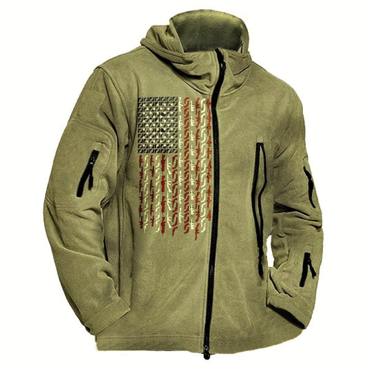 AMERICAN FLAG IN GUNS Mens Retro Tactical Fleece