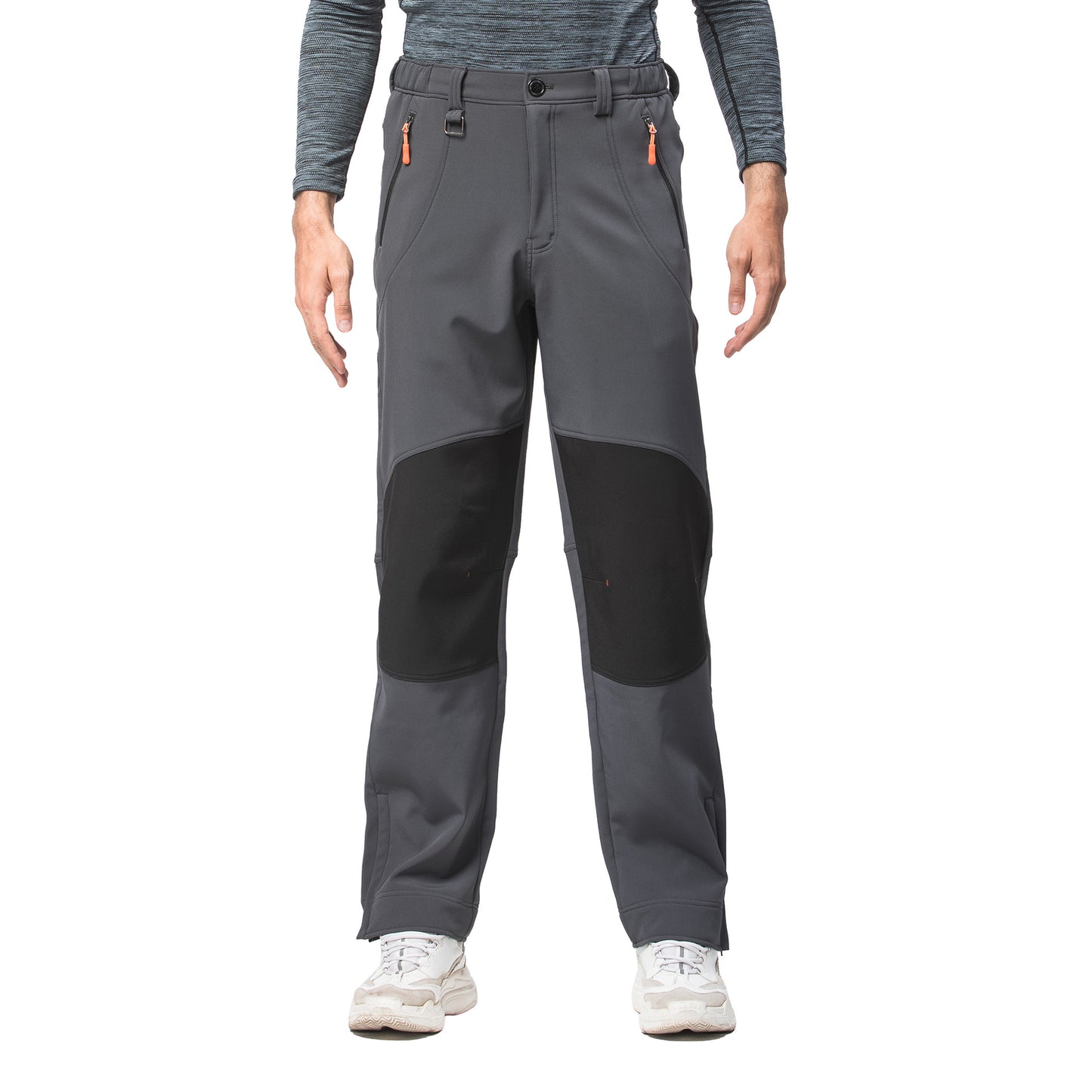 Men'S Trade Large Size Stitching Solid Color Outdoor Sports With Fleece With Foot Zip-Up Pants