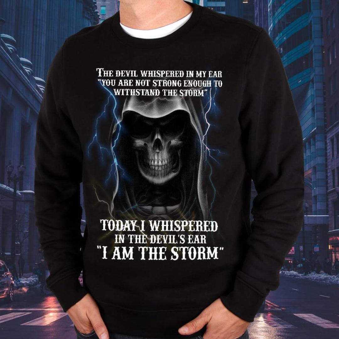 Plus Size The Devil Whispered In My Ear Skull Graphic Long Sleeve - Black