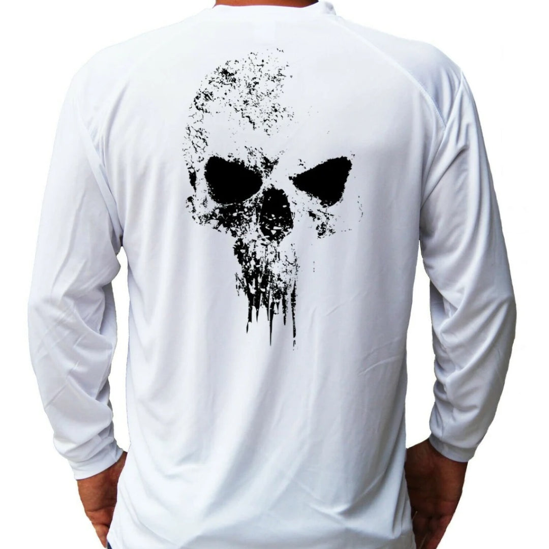 Plus Size Skull Biker Capitan Print Long Sleeve - White