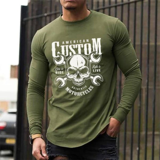 Plus Size American Custom Skull Long Sleeve - Green