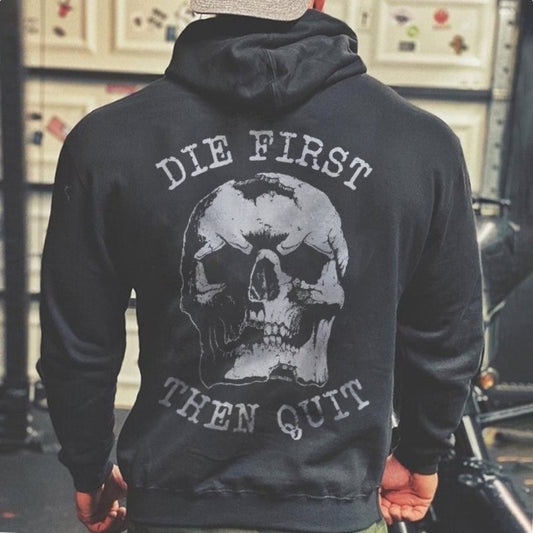 Plus Size Die First Then Quit Hoodie - Black