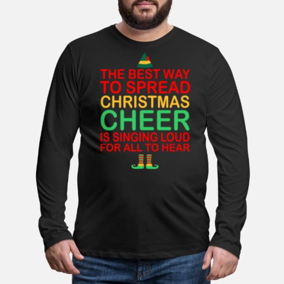 Plus Size The Best Way To Spread Christmas Cheer Sing Loud Long Sleeve - Black
