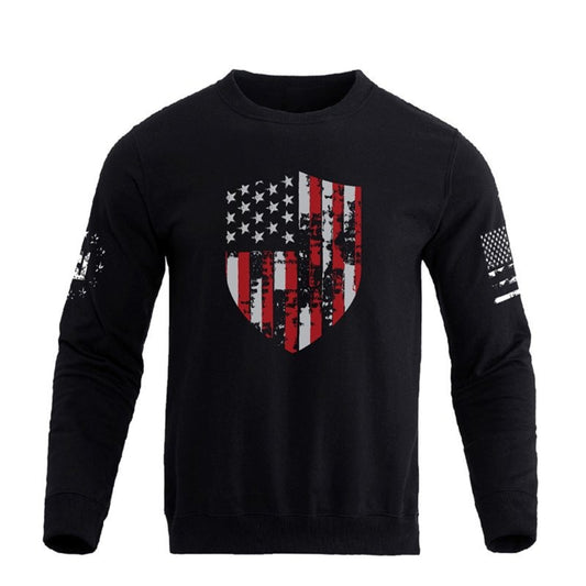 Plus Size Flag Shield Graphic Long Sleeve