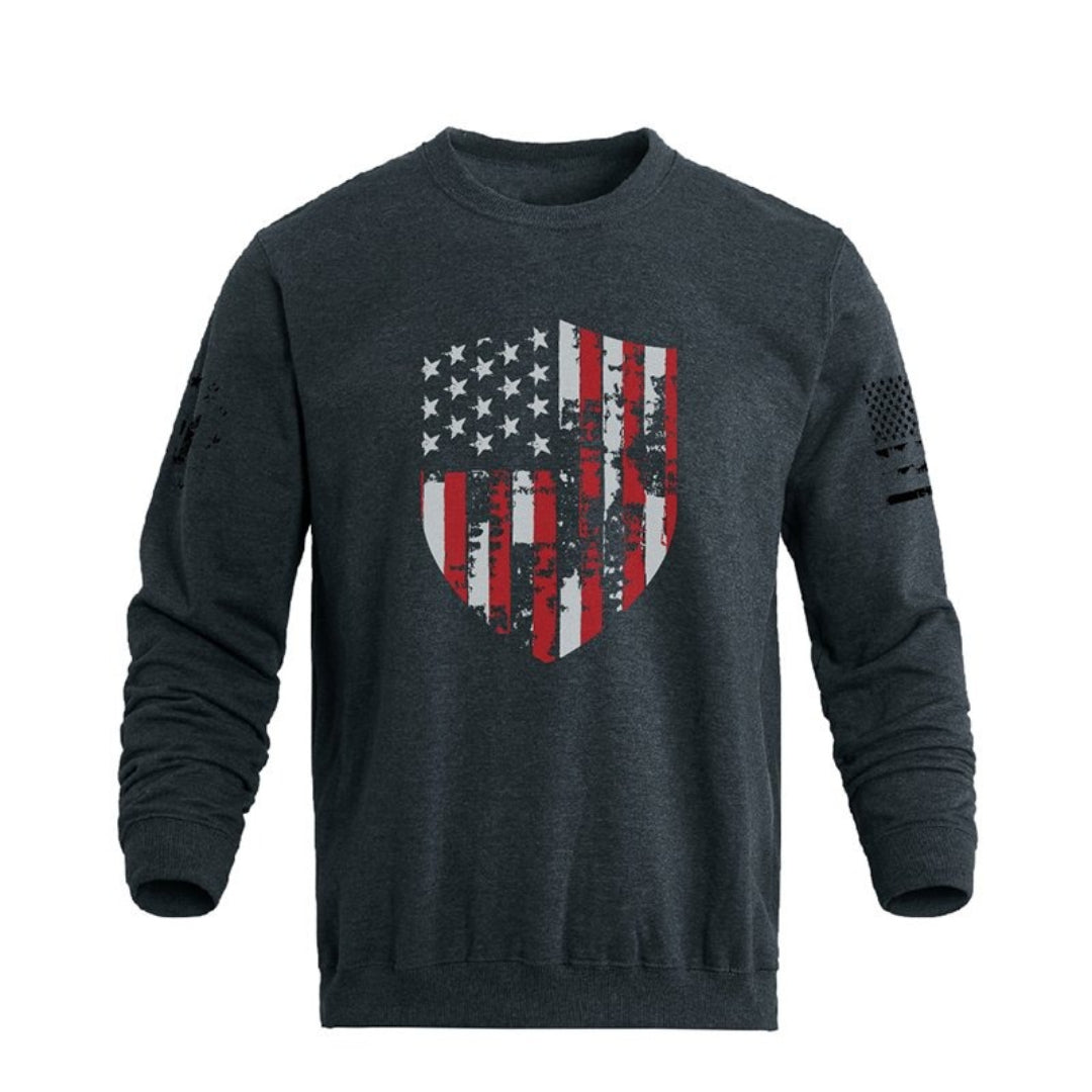 Plus Size Flag Shield Graphic Long Sleeve