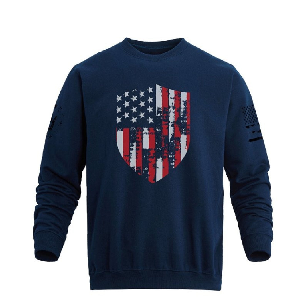 Plus Size Flag Shield Graphic Long Sleeve