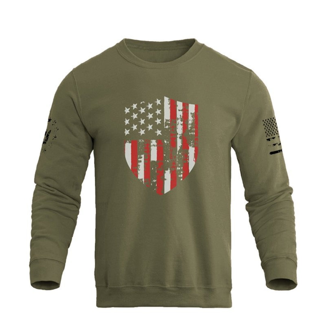 Plus Size Flag Shield Graphic Long Sleeve