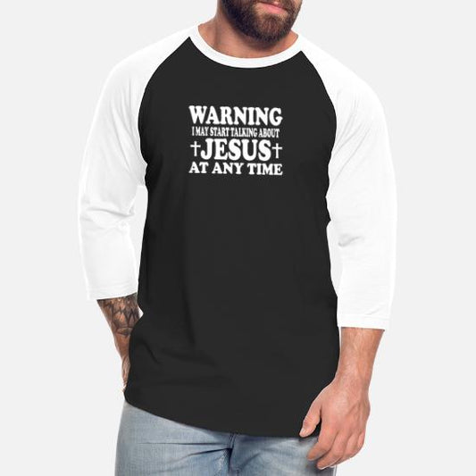 Plus Size Warning I May Start Talking About Jesus Long Sleeve - Black/White