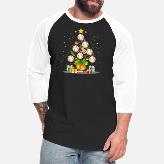 Plus Size Baseball Christmas Tree  Long Sleeve - Black/White